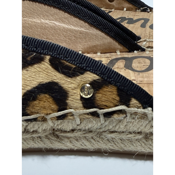 Sam Edelman Kerry Leopard Print Leather Fabric Espadrille Mule Slip On Size 9 M - Picture 8 of 13